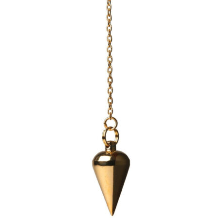 gold coloured conical dowsing pendulum brass gold plated